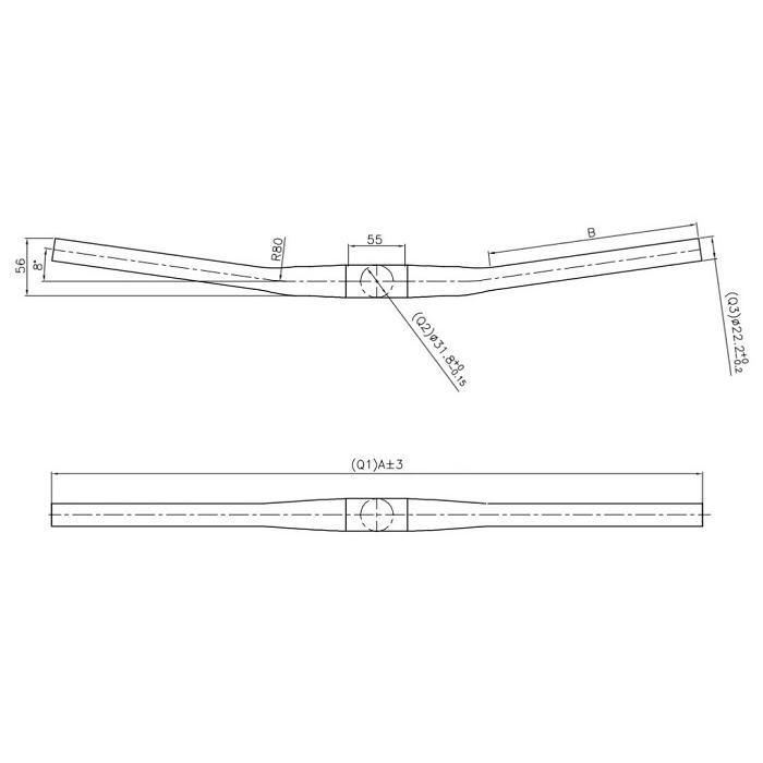 フルカーボンハンドルバー 130g フラットバー 3Kカーボン MTB ファット