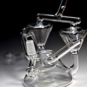 パイレックスP3.3製リサイクラークラックボング(フタ付) 水パイプ