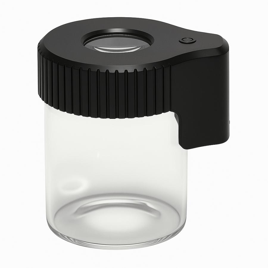 スタッシュジャー LED 拡大 ルーペ付き 高密閉 匂い漏れ防止 保存 容器 ドライハーブ CBD タバコ 葉 シャグ 茶葉 密閉 ガラス ジャー ハーブ コンテナ ケース 瓶 |  | 02