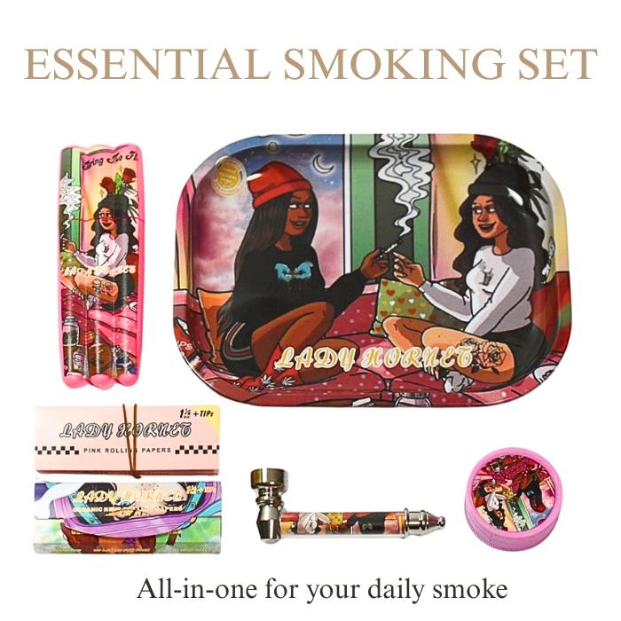 プレゼント 人気 喫煙具 セット ローリングトレイ ジョイントケース ローリング ペーパー メタルハンドパイプ グラインダー 初心者 set ギフト 手巻きタバコ 用 | 