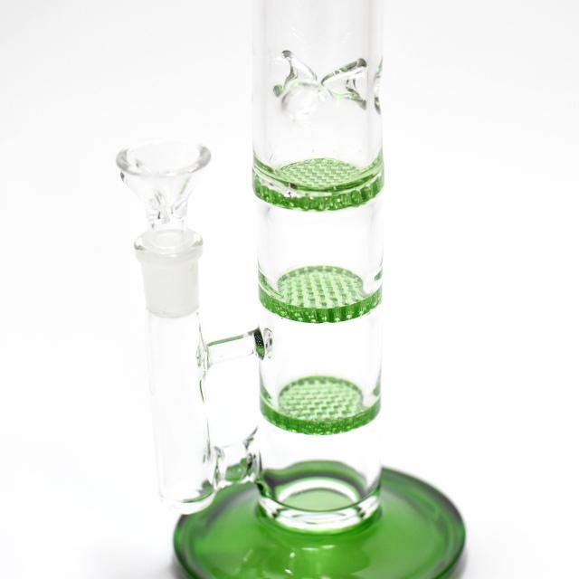 ☆送料無料☆ 水はね防止&リサイクラー ガラスボング 高さ約29cm 水パイプ ハニカム4層式アイシング(アイス)ガラスボング/水パイプ 喫煙具