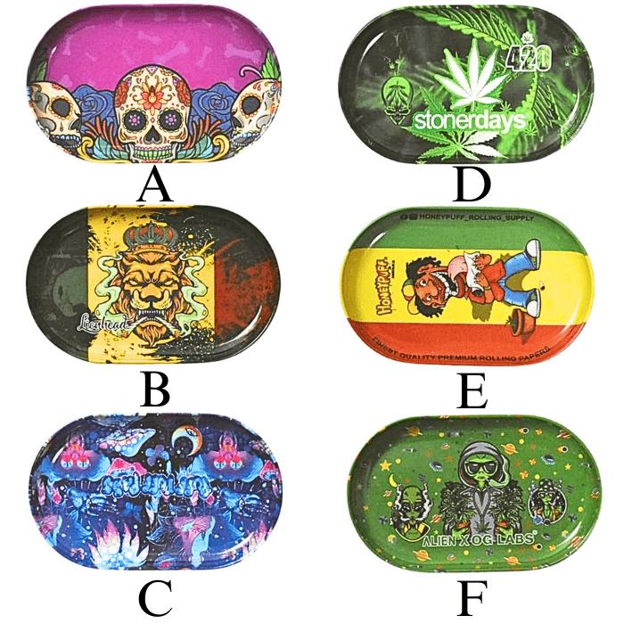 タバコトレー ローリングトレイ コンパクト 喫煙具 ジョイント 手巻きたばこ CBD 喫煙アクセサリー 420 レゲエ風 スカル マリファナ柄 ガンジャ柄 デザイン |  | 01