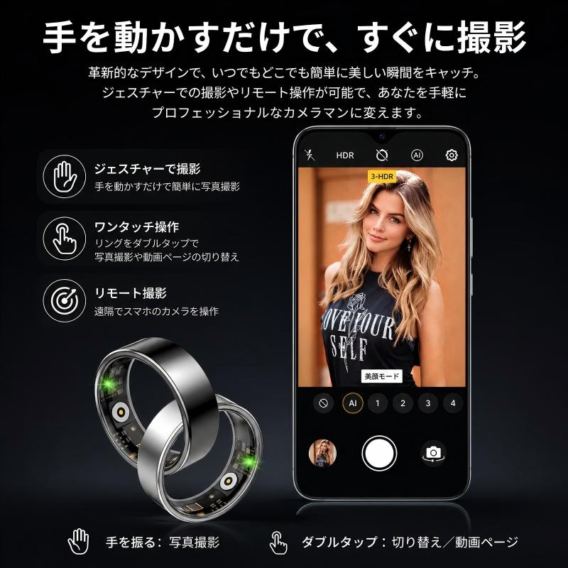 期間限定割引】進化版 スマートリング 健康管理 センサー心拍数 血中