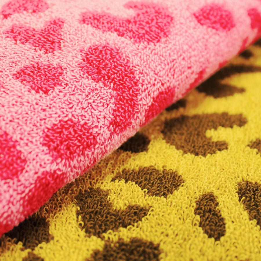 バスタオル ヒョウ柄 レオパード アニマル柄 ピンク2枚組 ブラウン ブランド品 60 1cm 綿100