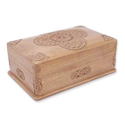 交換無料！NOVICA Patterned Walnut Wood Jewelry Box, Brown, Medallion'