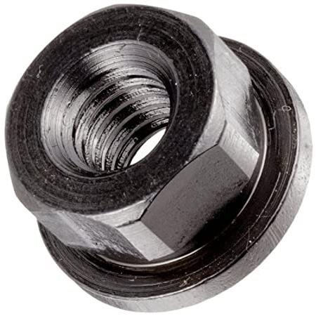 12L14 Steel Flange Nut, Non-Serrated, Black Oxide Finish, 8-16 Threads,