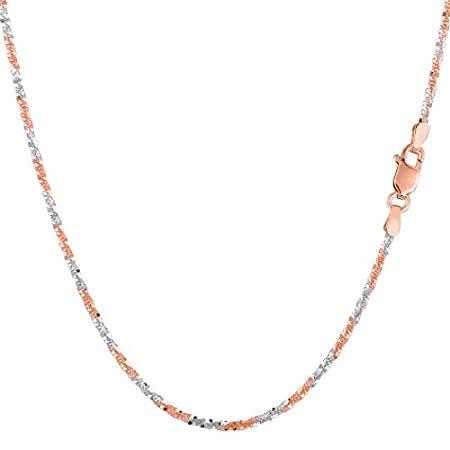 14k 2 Tone Rose & White Gold Sparkle Chain Necklace, 1.5mm, 20