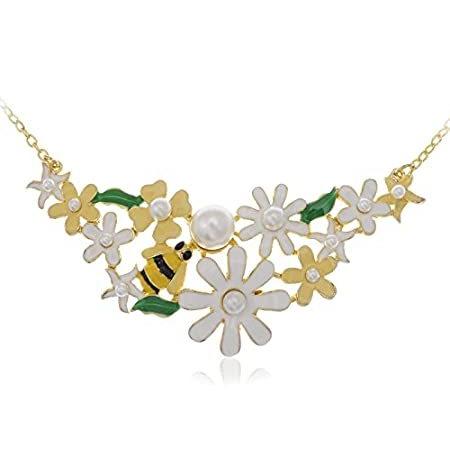 Alilang Bumble Bee Carnation Floral Spring Flower Faux Pearl Beaded Collars