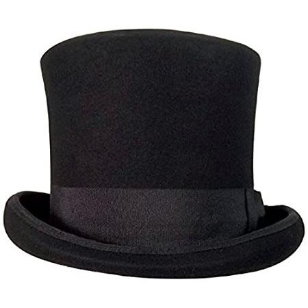 Black Victorian Top Hat 100% Wool Mad Hatter L/XL