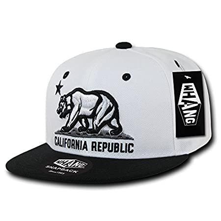 Decky W1-CR-WHTBLK California Republic Snapback Cap, White & Black