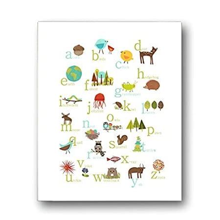 【はこぽす対応商品】 Print Art Wall Alphabet English Themed Nature 11x14 Wal Kid's Decor Nursery オブジェ、置き物