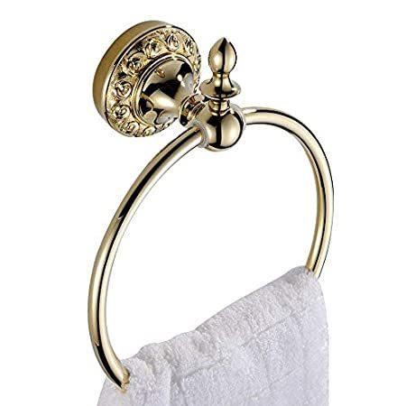 独特の上品 Mount Wall Leyden Bathroom R Ring Towel Material Brass Finish Ti-PVD Golden タオル