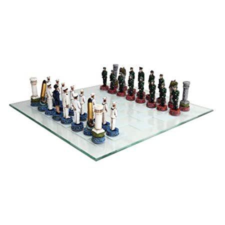 バラエティ豊かな海外商品をお届けするショップUS Army vs Navy Military Chess Set Hand Painted with Glass Board