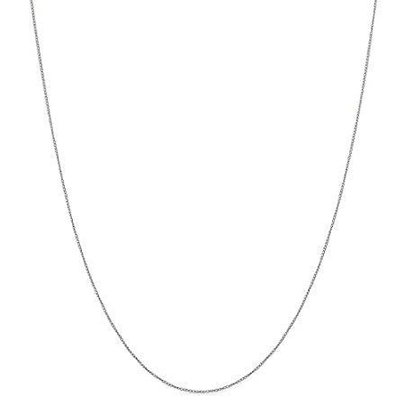 【現金特価】 ソリッド14 KホワイトゴールドシンCardedキューバ縁石チェーンネックレス(0.4 mm) ネックレス、ペンダント