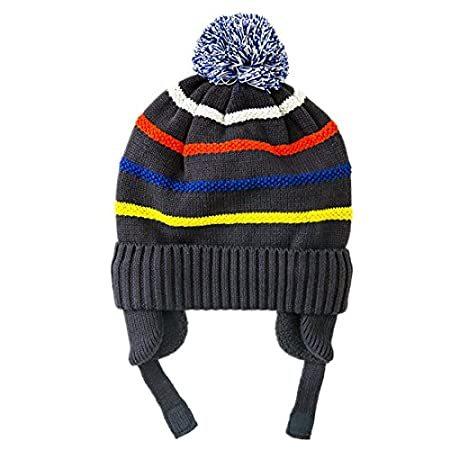 【10％OFF】 with Hat Beanie Knit Striped Kids Boys Connectyle Earflap Winter Cuff Warm ベビー帽子