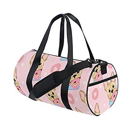 Naanle French Bulldog Pink Donut Polka Dot Pattern Gym bag Sports Travel Du