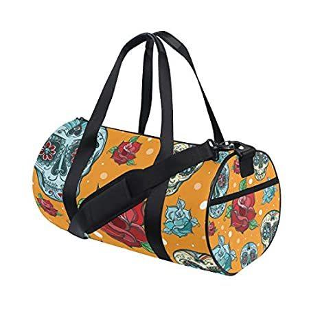 Sugar Skull and Roses Duffel Bag，Canvas Travel Bag for Gym Sports and Overn