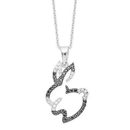 Sterling Silver Cubic Zirconia Bunny 18in Necklace
