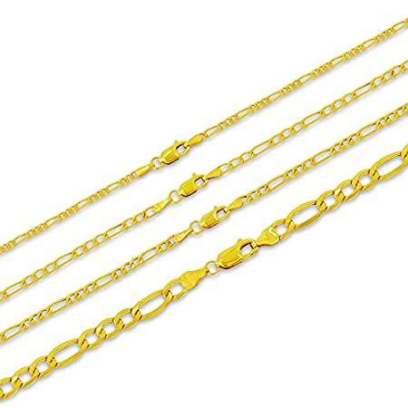 ゴールドネックレス 10K イエローゴールド 2.0mm フィガロ 3+1 リンクチェーンネックレス