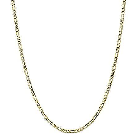 10k Yellow Gold 3.5mm Semi-Solid Figaro Chain Necklace for Men Women