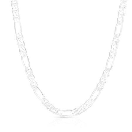 Verona Jewelers Solid 925 Sterling Silver Figarucci Necklace, 3MM 4MM Figar