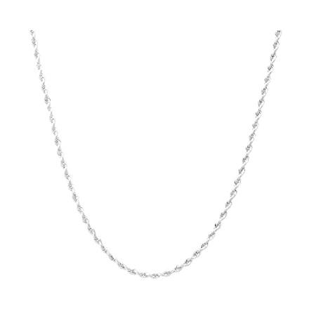 スターリングシルバー ダイヤモンドカット ロープチェーンネックレス - 1.5mm - 7.5mm - イタリア製 - 7インチ - 30インチ