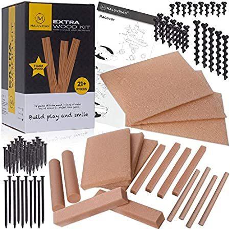 MALUVRIAN Arts and Craft Kit for Kids Extra Foam Wood Kit with 18 Pieces of