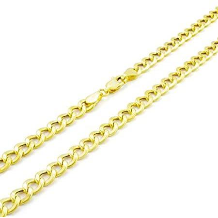 Nuragold 10k Yellow Gold 6.5mm Cuban Curb Link Chain Pendant Necklace， Mens