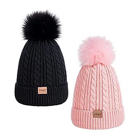 超熱 Knit Lined Fleece Warm Children's Hat, Beanie Winter Kids Thick wit Cap Ski サファリ、バケットハット