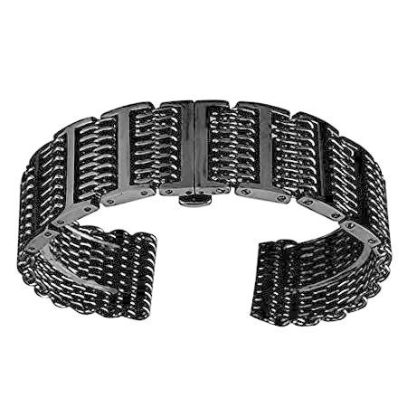 20mm Black Watch Strap Shark Band Stainless Steel Watches Band, Replacement