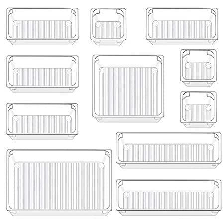 Qozary デスク引き出しオーガナイザートレイ11個 大容量ストレージ引き出し仕切り カスタマイズレイアウトビン 寝室 ドレッサー バスルーム キッ