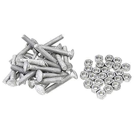 16 x 2" Long Carriage Bolts with Nuts, Galvanized Steel (Pack of 25)