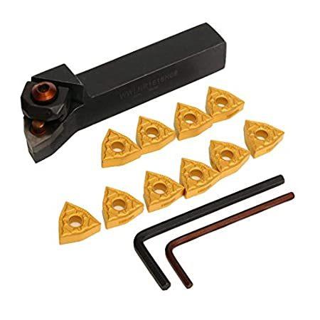SDENSHI WWLNR1616H08 Tool Holder for Lathe + 10 Pieces Inserts + Wrench WNM