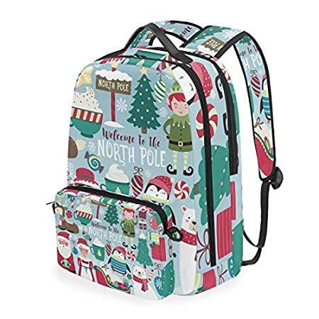 Cartoon Backpack Santa バッグ Claus Tree リュックサック デイパック Leaves College School Cute B085w7fnhh Backpack Girls