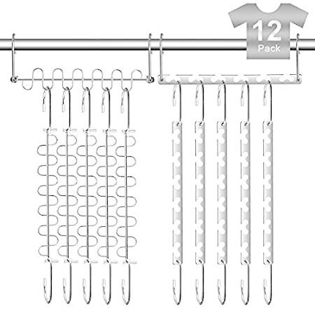 クローゼットハンガーオーガナイザー スペース節約 マジックハンガー クローゼット衣類 スペースセーバー メタルハンガー (12個パック)