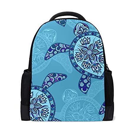 Blue Cartoon Turtle Cute Leaves リュックサック デイパック For College School Bag Girls Cute Teen For