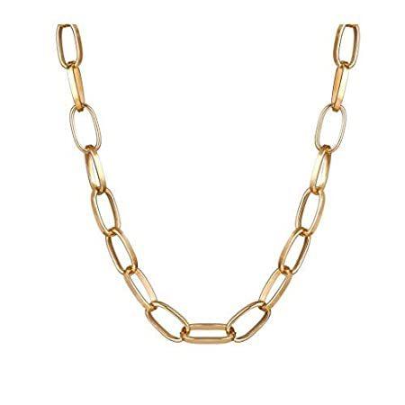 【福袋セール】  Plated Gold Necklace, Choker Chain Women Cnebo Paperclip Hea Necklace, Link ネックレス、ペンダント