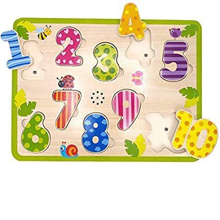Pidoko Kids Numbers Sound Puzzle - Wooden 123 Counting Board - Learning and