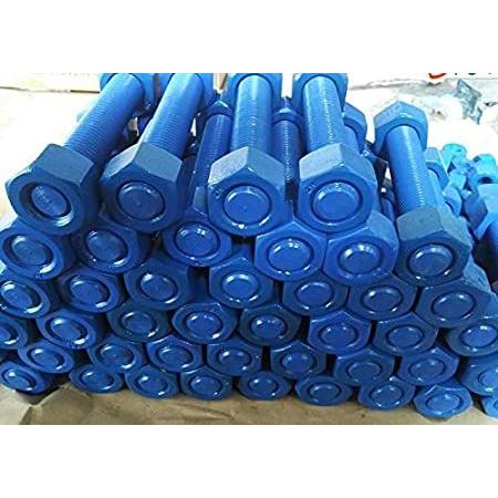 2" 13 Thread Size, 6-1 2" Long, B7 Blue PTFE Coated Threaded Rods, with