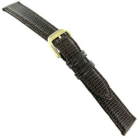 15mm deBeer Lizard Grain Brown Padded Stitched Handcrafted Watch Band Regul