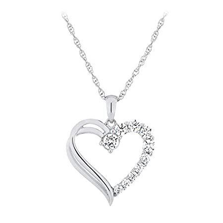 SS925 CZハートペンダント チェーン付き