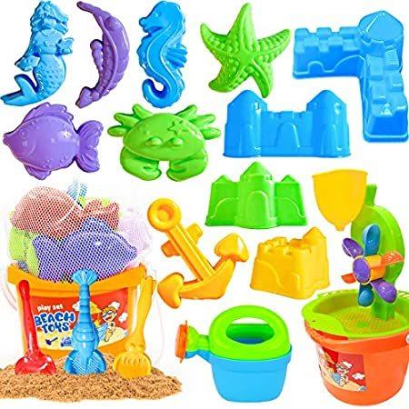 Scientoy Beach Toys, 19 Pcs Sand Toys Set, Summer Outdoor Sandbox Toys for