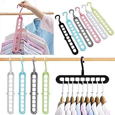 クローゼットオーガナイザーと収納 クローゼットオーガナイザー用ハンガー 6個パック マジック省スペースハンガー 9穴付き クローゼット収納 スマートで