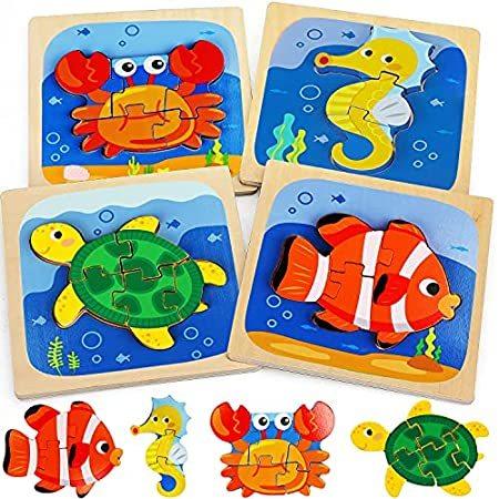 TOY Life Puzzles for Kids Age 2-4 - 4 Pack Animal Shape Puzzle Montessori T