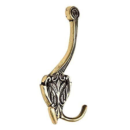 IndianShelf Pack of 3 Hooks | Double Hanger | Gold Shabby French Country Dé