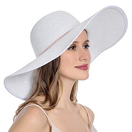 最新デザインの Wide Hat Straw Sun Womens Muryobao Brim Roll Foldable Hat Summer 50 UPF UV サファリ、バケットハット