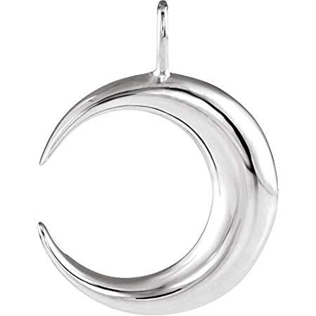 14k White Gold Crescent Moon Pendant Necklace