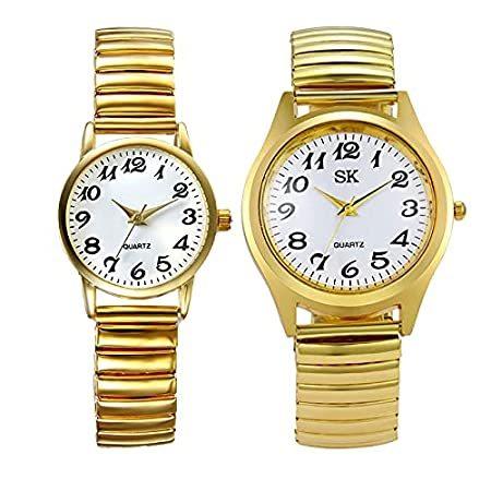 JewelryWe Men Women Ultra Thin Easy Reader Watch with Elastic Strap