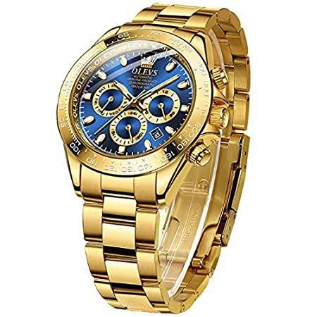 OLEVS Mens Automatic Self Wind Watches Luxury 14K Gold Tone