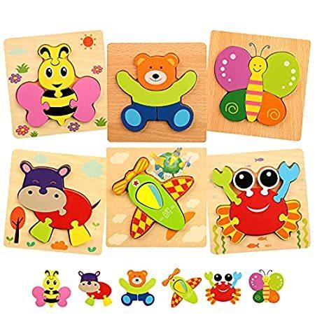6 Pack Wooden Toddler Puzzles, MAIYOUWENG Animal Puzzles for Toddlers 1 2 3